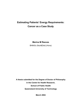 Estimating Patients’ Energy Requirements: Cancer as a Case Study Marina M Reeves
