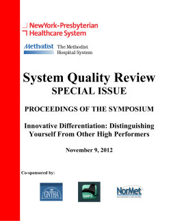System Quality Review SPECIAL ISSUE
