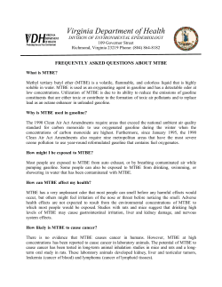 Virginia Department of Health FREQUENTLY ASKED QUESTIONS ABOUT MTBE