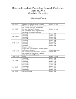 Ohio Undergraduate Psychology Research Conference April 21, 2012 Otterbein University