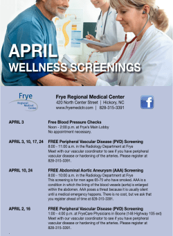 APRIL  WELLNESS SCREENINGS Frye Regional Medical Center