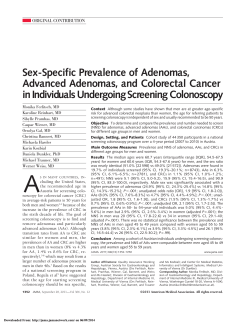 Sex-Specific Prevalence of Adenomas, Advanced Adenomas, and Colorectal Cancer