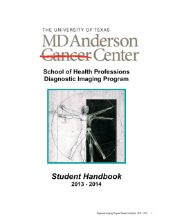Student Handbook  School of Health Professions Diagnostic Imaging Program