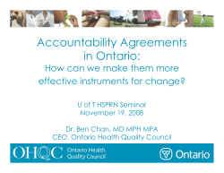 Accountability Agreements in Ontario: How can we make them more