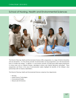 School of Nursing, Health and Environmental Sciences CATALOGUE  2010-2012