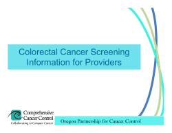 Colorectal Cancer Screening Information for Providers
