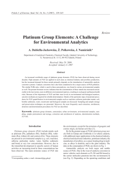 Platinum Group Elements: A Challenge for Environmental Analytics Review