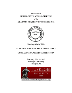 PROGRAM EIGHTY-NINTH ANNUAL MEETING of the ALABAMA ACADEMY OF SCIENCE, INC