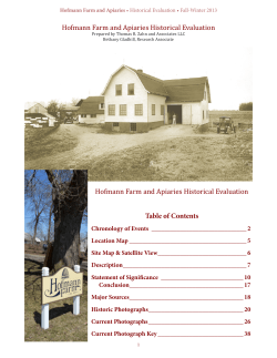 Hofmann Farm and Apiaries Historical Evaluation Table of Contents