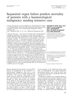 Sequential organ failure predicts mortality of patients with a haematological