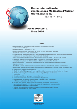 Revue Internationale des Sciences Médicales d’Abidjan RISM 2014;16,1. Mars 2014