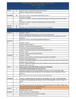 YEARLY PLANNER FOR THE ACADEMIC YEAR 2014‐15 DIWALI TERM : 2014 Jun‐14