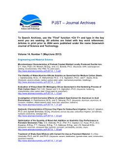 – Journal Archives PJST