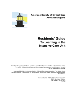 Residents’ Guide To Learning in the Intensive Care Unit