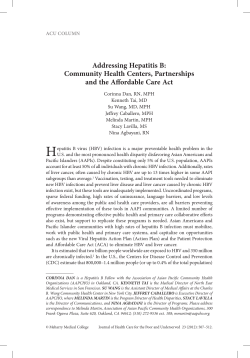 Addressing Hepatitis B: Community Health Centers, Partnerships and the Affordable Care Act