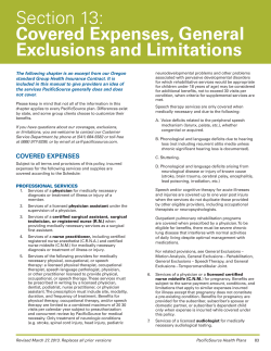 Covered Expenses, General Exclusions and Limitations