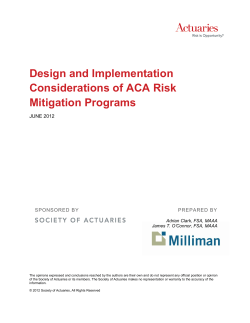 Design and Implementation Considerations of ACA Risk Mitigation Programs