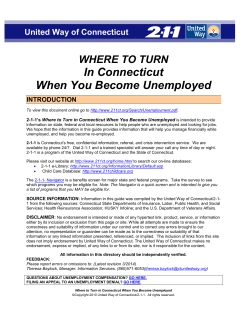 In Connecticut When You Become Unemployed  WHERE TO TURN