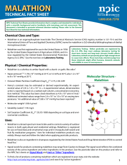 MALATHION TECHNICAL FACT SHEET Chemical Class and Type: