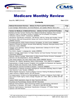 Medicare Monthly Review Contents  Issue No. MMR 2014-03