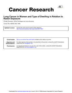 Lung Cancer in Women and Type of Dwelling in Relation... Radon Exposure