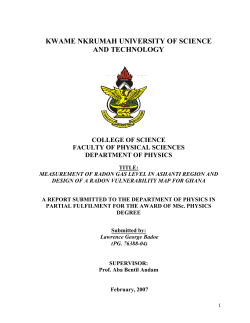 KWAME NKRUMAH UNIVERSITY OF SCIENCE AND TECHNOLOGY  COLLEGE OF SCIENCE