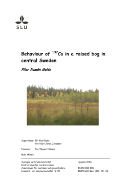 Behaviour of Cs in a raised bog in central Sweden