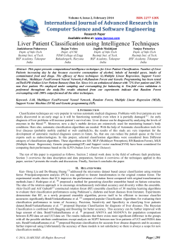 Liver Patient Classification using Intelligence Techniques Computer Science and Software Engineering