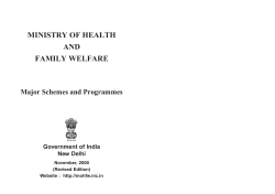 MINISTRY OF HEALTH AND FAMILY WELFARE Major Schemes and Programmes
