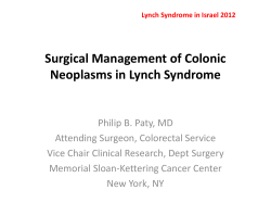 Surgical Management of Colonic Neoplasms in Lynch Syndrome