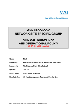 GYNAECOLOGY NETWORK SITE SPECIFIC GROUP  CLINICAL GUIDELINES