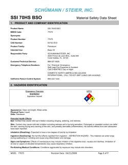 SCHÜMANN / STEIER, INC. SSI 70HS BSO Material Safety Data Sheet