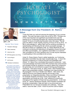 Hawai‘i  Psychologist Page 1