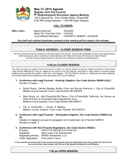 May 13, 2014 Agenda Regular Joint City Council/ Redevelopment Successor Agency Meeting