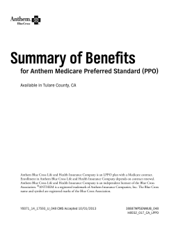 Summary of Benefits for Anthem Medicare Preferred Standard (PPO)