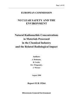 NUCLEAR SAFETY AND THE ENVIRONMENT Natural Radionuclide Concentrations in Materials Processed