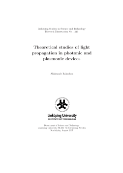 Theoretical studies of light propagation in photonic and plasmonic devices Link¨