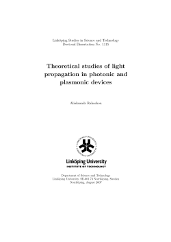 Theoretical studies of light propagation in photonic and plasmonic devices Link¨