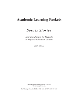 Academic Learning Packets Sports Stories Learning Packets for Students in Physical Education Classes