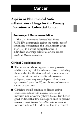 Cancer Aspirin or Nonsteroidal Anti- inflammatory Drugs for the Primary