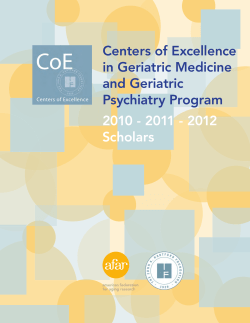 2010 - 2011 - 2012 Scholars Centers of Excellence in Geriatric Medicine