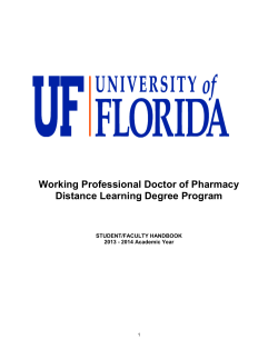 Working Professional Doctor of Pharmacy Distance Learning Degree Program  STUDENT/FACULTY HANDBOOK