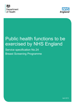 Public health functions to be exercised by NHS England Service specification No.24