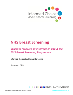 NHS Breast Screening  Evidence resource on information about the