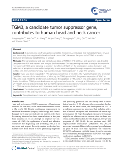 TGM3, a candidate tumor suppressor gene, Open Access