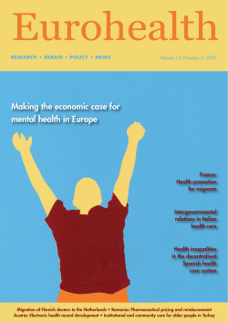 Eurohealth Making the economic case for mental health in Europe