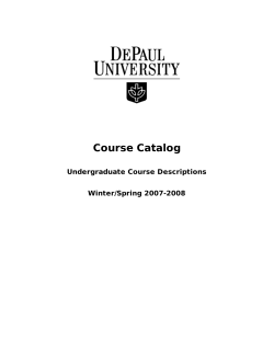 Course Catalog Undergraduate Course Descriptions Winter/Spring 2007-2008