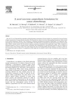A novel non-toxic camptothecin formulation for cancer chemotherapy M. Berrada , A. Serreqi