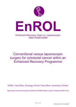 EnROL Conventional versus laparoscopic surgery for colorectal cancer within an Enhanced Recovery Programme