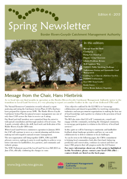 Spring Newsletter Edition 4 - 2013 In this edition: